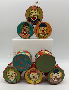 lot 54 image: Vintage Circus Drum Ornaments - QTY 8