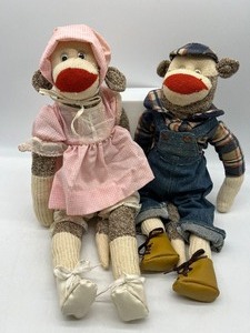 lot 206 image: Artisan Made Sock Monkeys - Country Guy and Gal