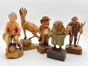 lot 222 image: Artisan Hand Carved Wood Figurines - Eibl & Sohn, West Germany, Italy and More