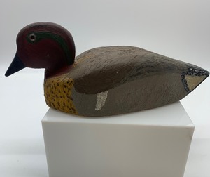 lot 235 image: RUSTIC WOOD Hand Carved Duck Decoy, Red Head