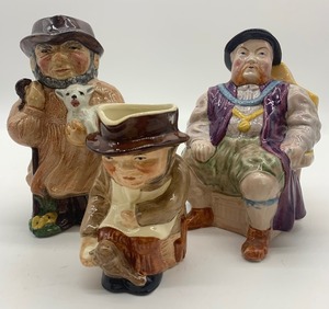 lot 176 image: Vintage Toby Creamers and Figurine including MELBAWARE, ROY KIRKHAM AND SHORTER