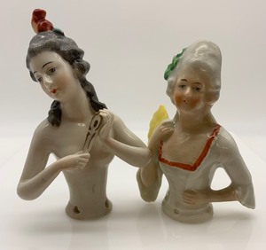 lot 178 image: Antique Vintage Porcelain Boudoir Half Dolls - QTY 2