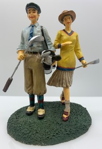 lot 282 image: HIGHLAND RIDGE Male & Female Golfer Figurine, NIB