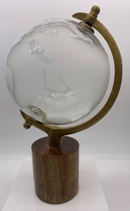 lot 285 image: LITTON LANE Gold Wood Decorative Glass Globe