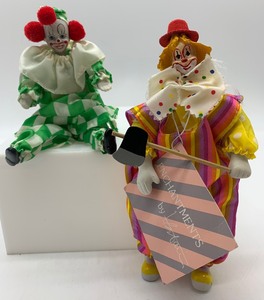 lot 297 image: VINTAGE HANDMADE Porcelain Dollhouse Clowns (2)
