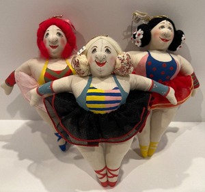 lot 301 image: Trio of Comical Ballerina Lady Ornaments