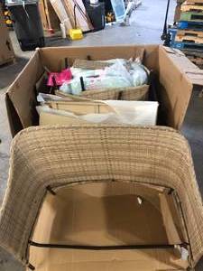 StyleWell Park Pointe 4-Piece Wicker Patio Conversation Set with Seabreeze Blue Cushions   Customer Returns See Pictures