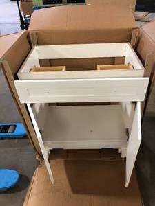 Glacier Bay Everdean 31 in. W x 19 in. D x 34 in. H Single Sink Freestanding Bath cabinet only in White Customer Returns See Pictures