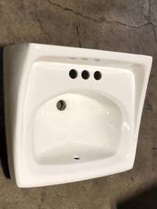 American Standard Lucerne Wall-Mounted Bathroom Vessel Sink with Faucet Holes on 4 in. Center in White Customer Returns See Pictures