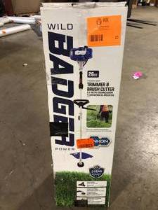 WILD BADGER POWER 26 cc 2-Stroke 2-in-1 Gas Full Crank Straight Shaft Grass Trimmer with Brush Cutter Blade and Bonus Harness   Customer Returns See Pictures