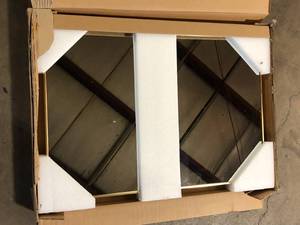 StyleWell Medium Modern Rectangular Gold Framed Mirror with Rounded Corners (22 in. W x 32 in. H)  Customer Returns See Pictures