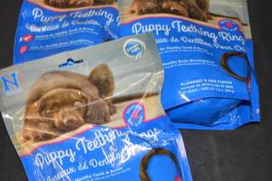 3ct Bag of N-Bone Puppy Teething Rings Blueberry & BBQ Flavor