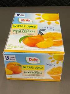 Dole Yellow Cling Diced Peaches in 100% Fruit Juice - 124oz Cups