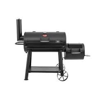 lot 1 image: Char-Griller Grand Champ Charcoal Grill and Offset Smoker in Black