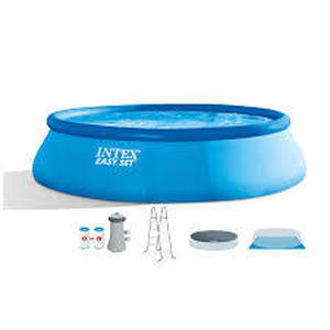 lot 3 image: Intex 15ft x 42in Easy Set Inflatable Above Ground Swimming Pool w Pump - 26165S