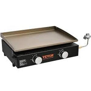 lot 7 image: VEVOR Flat Top Griddle 22.4 in. Heavy-Duty Gas Griddle 2-Burner Countertop Gas Grill with Non-Stick Cooking Plate