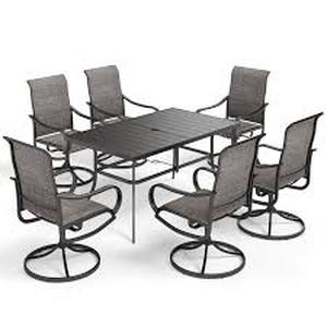 lot 10 image: Modern 7-Piece Phi Villa Dining Set with Upgraded Padded Swivel Chairs
