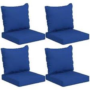 lot 48 image: Outsunny 7-Piece Patio Chair Cushion and Back Pillow Set, Seat Replacement Patio, Cushions Set for Outdoor Garden Furniture, Blue