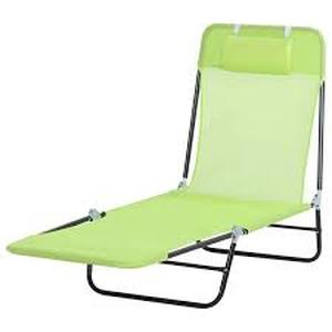 lot 49 image: OutSunny Outdoor Folding Chaise Lounge Sun Recliner Beach Patio Lightweight Chair with Sturdy Durable Frame, Green