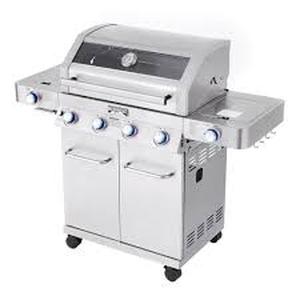 lot 69 image: Momentum Grills 4-Burner Propane Gas Grill in Stainless with Clear View Lid, LED Controls, Side and Sear Burners