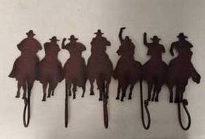 (1) Rustic Wooden Framed Windmill Picture   &  (1) Western Rustic Metal 5 Hook Coat Hanger