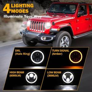 Auxbeam - 9 Inch LED Headlights with Halo Ring DRL & Turn Signal, Compatible with Jeep Wrangler JL Gladiator JT 2018-2023, Anti-glare HighLow Beam Round Headlight