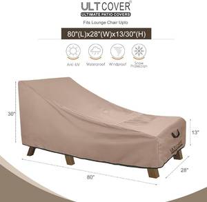 ULTCOVER -Waterproof Patio Lounge Chair Cover Heavy Duty Outdoor Chaise Loung Covers 2 Pack - 80L x 28W x 30H inch