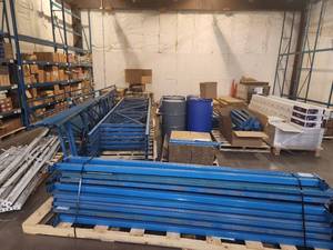 Mezzanine with Uprights, Beams, Supports, Staircase, Pressed Board Shelves