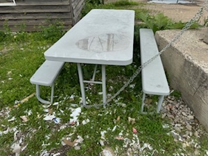 lot 28 image: Picnic Table (Plastic TopMetal Base)