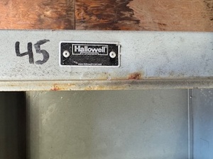 lot 31 image: Two Door Hallowell Metal Cabinet (missing Handle)