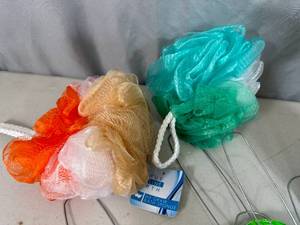 lot 216 image: New Multi-Purpose Cleaner, Bathroom Cleaner, Bath Sponges, Toilet Bowl Fresheners