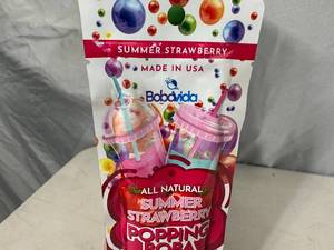 lot 251 image: New Box of 10 Pouches Popping Boba Balls - Summer Strawberry