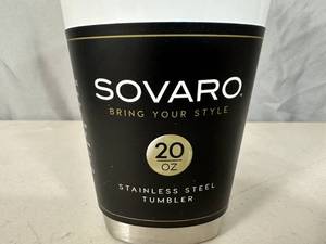 lot 298 image: New Sovaro 20 oz Stainless Steel Insulated Tumbler with Lid