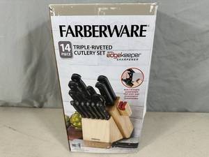 lot 30 image: New Farberware 14 Piece Triple Riveted Cutlery Knife Set