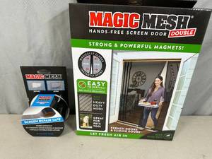 lot 40 image: New Magic Mesh Screen Door Double & New Repair Tape