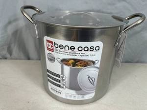 lot 55 image: New Bene Casa 8 Qt Stainless Steel Stockpot with Lid