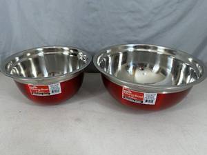 lot 78 image: 2 New Stainless Steel Mixing Bowls