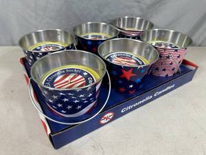 lot 88 image: 6 New USA 4th of July Inspired Citronella Candles