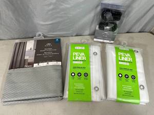 lot 95 image: New Shower Curtain, 2 New Liners, and New Hooks