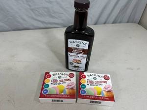 lot 213 image: New Watkins Baking Vanilla, Food Coloring