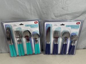 lot 238 image: 2 New 16 pc Flatware  Silverware Sets