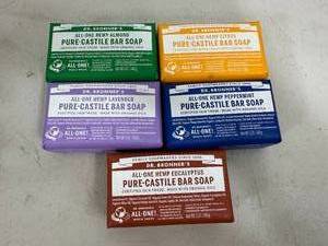 lot 257 image: 5 New Bars of Dr. Bronners Bar Soap