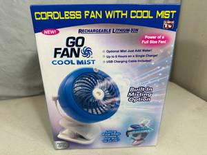 lot 287 image: New Go Fan Cool Mist Cordless Fan