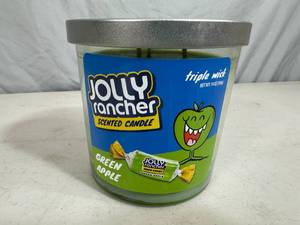 lot 209 image: New Jolly Rancher Green Apple 3 Wick Candle