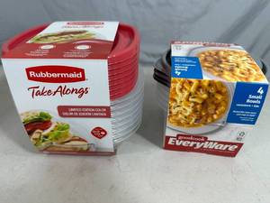 lot 274 image: 12 New Rubbermaid and Good Cook EveryWare Containers with Lids