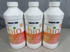 lot 284 image: 3 New Bottles of Thetford Bio RV Holding Tank Treatment