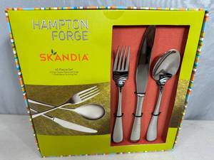 lot 131 image: New Hampton Forge Skandia 45 Piece Silverware  Flatware Set
