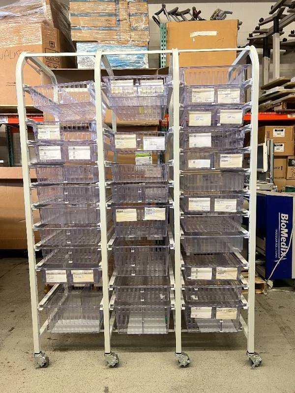 Valve Storage Racks #2056 WOW! METROMAX NSF ANTIMICROBIAL SHELVING & WANZL TSS STEEL BASKET ...