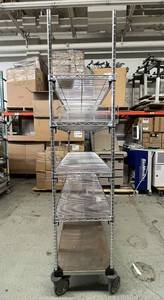 lot 13 image: Metro Adjustable 5-Tier Super Erecta Chrome-Plated Wire Cart Mobile Shelving Storage Rack Truck - NSF Approved With Bumper Guard Wheels -In Great Condition (80 x 60 x 18)