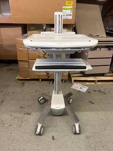 lot 15 image: MSRP $3000 Ergotron SV41-6300-0 StyleView Full-Featured EMR Computer Medical Cart Mobile Desk With Tripp-lite Power Strip - No Electronics Included In Great Condition
